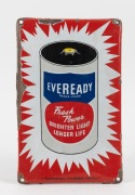 "EVEREADY - FRESH POWER - BRIGHT ON LIGHT, LONG ON LIFE" vintage enamel advertising sign with convex front, 34 x 22cm.