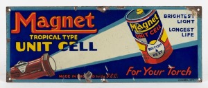 "MAGNET TROPICAL TYPE UNIT CELL" vintage enamel advertising sign, 15 x 39cm.