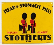 "STOTHERTS - HEAD & STOMACH PILLS" enamel advertising sign, 30.5 x 38cm.