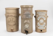 Three antique English pottery water filters, (no lids), 19th/20th century, A/F, the largest 43cm high.