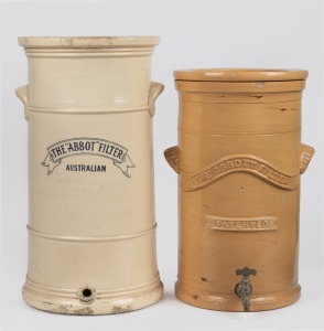 Two antique Australian pottery water filters, (missing lids), 19th/20th century, A/F, the larger 50cm high.