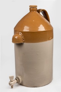 A large antique English pottery demijohn, 19th/20th century, 53cm high.