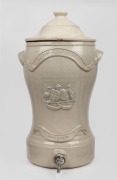 BENDIGO POTTERY Coy. Ltd., SANDHURST antique pottery water filter with Australian coat of arms, 19th century, 57cm high.