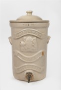 WHITE'S DRIPSTONE FILTER, MELBOURNE antique pottery water filter with Australian coat of arms, 19th/20th century, 37cm high.
