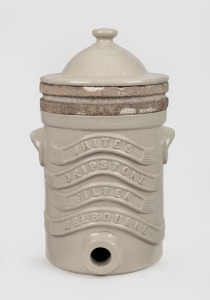 WHITE'S DRIPSTONE FILTER, MELBOURNE antique Australian pottery one gallon water filter, 19th/20th century, 42cm high.