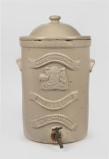 WHITE'S DRIPSTONE FILTER, MELBOURNE antique pottery water filter with Australian coat of arms, 19th/20th century, 43cm high.
