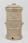 CHEAVIN'S IMPROVED PATENT antique English pottery water filter with Royal Warrant and coat of arms, 19th century, ​​​​​​​53cm high.