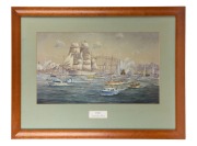 Set of four framed Australiana maritime prints, late 20th century, note: glass missing in one, 61 x 79cm each overall.