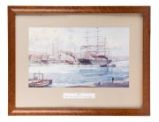 Set of four framed Australiana maritime prints, late 20th century, note: glass missing in one, 61 x 79cm each overall. - 2