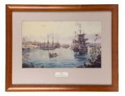 Set of four framed Australiana maritime prints, late 20th century, note: glass missing in one, 61 x 79cm each overall. - 3