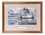 Set of four framed Australiana maritime prints, late 20th century, note: glass missing in one, 61 x 79cm each overall. - 4