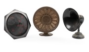 Three assorted vintage speakers, early to mid 20thg century, ​​​​​​​the largest 27cm high.