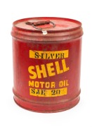 SHELL MOTOR OIL four gallon oil tin with red painted finish, ​​​​​​​33cm high