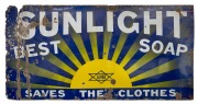 SUNLIGHT BEST SOAP antique tin enamel advertising sign 92 x 182cm.