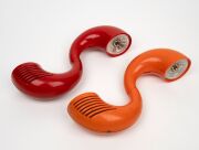 NATIONAL PANASONIC red plastic R-72 Sing-O-Ring and an R-72S Sing-O-Ring in orange plastic, circa 1970s, (2 items). - 2