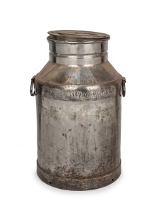 A vintage 10 gallon metal milk can, 20th century, 64cm high.