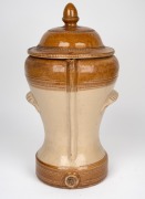JAMES DAVIES, TOWY WORKS, CARMARTHEN antique two toned pottery water filter with sprig moulded coat of arms, 19th century, ​​​​​​​51cm high. - 2