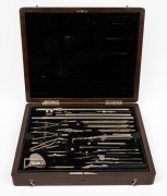DRAFTING TOOLS in original fitted walnut case, 19th/20th century, ​​​​​​​the case 36cm wide.