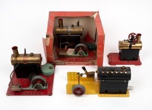 Four assorted live steam donkey engines including MAMOD example, the largest 19cm wide.