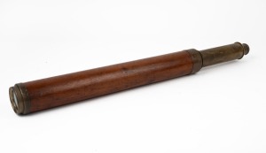 An antique English single draw telescope, engraved "RAMSDEN, LONDON", 18th/19th century, 52cm long, 91cm open.