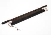 An antique whale blubber mincing knife, 19th/20th century, late timber sheath, 91cm long.