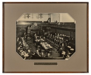 THE LEGISLATIVE COUNCIL OF VICTORIA framed black and white albumen print, captioned in the lower margin and dated 11th November, 1913, 44 x 54cm overall.