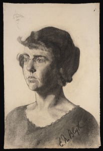E.M. BLYTH: A collection of eighteen portraits, thirteen female and five male, charcoal on horizontally woven artist's paper, of which eight signed "E.M. Blyth", early 20th century, generally 47 x 31cm.