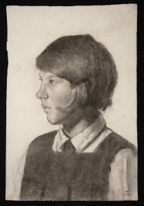 E.M. BLYTH: A collection of eighteen portraits, fourteen female and four male, charcoal on horizontally woven artist's paper, of which eight signed "E.M. Blyth", early 20th century, generally 47 x 31cm.