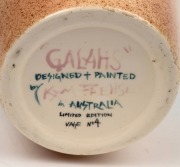 KYM FAEHSE "Galahs" limited edition pottery vase, signed "Galahs, Designed & Painted By Kym Faehse In Australia, Limited Edition Vase No.4", ​​​​​​​note: Faehse worked with Monkeys Of Melbourne. 42cm high. - 3