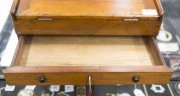 ANDREW LENEHAN (attributed) rare antique Australian cedar lap desk with cedar and kauri tambour compartment and lift-out storage, fall front supported by single drawer beneath revealing fitted interior, Sydney, circa 1850, maker's stamp inside (illegible) - 4