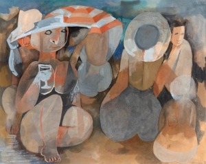 DOROTHY BRAUND (1926-2013), (untitled figures), watercolour and gouache, signed lower right "Braund, '79", 39 x 49cm, 54 x 63cm overall.