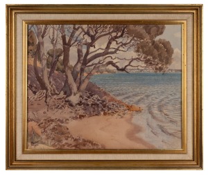 ALLAN T. BERNALDO (1900-1988), The Estuary, Barwon Heads, watercolour on card, signed lower left "Allan T. Bernaldo", 37 x 45cm, 48 x 57cm overall.