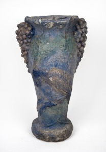 An Australian hand-painted fired plaster mantle vase decorated with cockatoo and grapes, 20th century, ​​​​​​​53cm high.