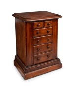An Australian cedar miniature chest of six drawers, 19th/20th century, ​​​​​​​49cm high, 36cm wide, 27cm deep.