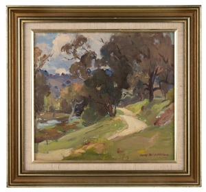 MAX MIDDLETON (1922-2013), (country scene), oil on canvas board, signed lower right "Max Middleton", ​​​​​​​23 x 25cm, 32 x 34cm overall.