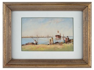WILL CARRINGTON, Lazy Sunday, Williamstown, oil on canvas board, signed and titled verso, 12 x 18cm, 23 x 30cm overall.