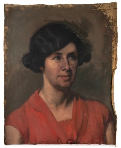 E.M. BLYTH: A collection of fifteen canvases, all except one with portraits in oil on both front and back (twenty-nine portraits total - sixteen female and thirteen male), early 20th century, the largest 49 x 40cm overall.