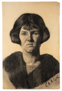 E.M. BLYTH: A collection of nineteen portraits, eleven male and eight female, charcoal on horizontally woven artist's paper, of which seven signed "E.M. Blyth", early 20th century, generally 47 x 31cm.