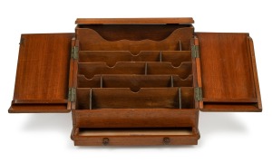 An antique Australian cedar desk tidy compendium, 19th century, bearing ink stamp "Foy & Gibson, Smith Street, Collingwood", 38cm high, 42cm wide, 26cm deep.