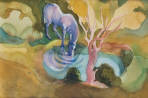 DONALD FRIEND (1915-1989), Horse Drinking, watercolour, signed and titled lower left, 37 x 55cm, 57 x 65cm overall. PROVENANCE: ​​​​​​​Leonard Joel, Australian and European Paintings, Melbourne, 27/04/1992, Lot No. 271.