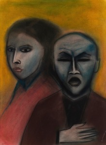 ROBERT DICKERSON (1924-2015), (untitled figures), pastel on paper, signed lower right "Dickerson", ​​​​​​​75 x 55cm, 102 x 81cm overall.