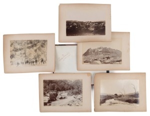 [AUSTRALIAN ALPS & NORTH-EAST VICTORIA] Group of fifteen albumen photographs with hand-written captions in pencil to mounts. Removed from a distressed leather album, retaining the wet stamp of Colonial artist and photographer LOUIS BUVELOT, late 1880s. Po