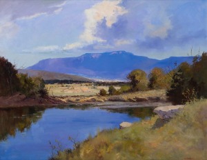 RICHARD CHAMERSKI (1951-2022), Drifting Clouds, Capertee Valley, N.S.W. oil on board, signed lower right "Chamerski", Art Galleries Schubert label verso, 61 x 76cm, 83 x 99cm overall.