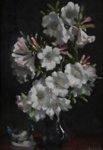 JOHN LOXTON (1903-1969), (still life with white flowers), oil on canvas, signed lower right "John Loxton", ​​​​​​​60 x 41cm, 82 x 63cm overall.