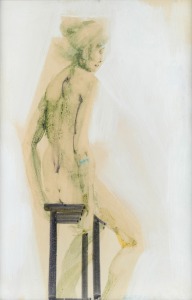 CHARLES BILLICH (1934 - ), (untitled seated nude), gouache, signed lower right "Charles Billich, 1974", ​​​​​​​75 x 50cm, 79 x 54cm overall.