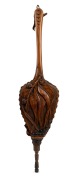 Antique Australian carved huon pine bellows decorated with gumnuts and leaves, Tasmanian origin, 19th/20th century, 62cm long.