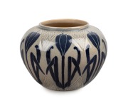 M. RICHARDSON rare Australian pottery vase with incised decoration and hand-painted floral motif, incised "M. Mc. L. Richardson, 1933", 11cm high, 15cm wide.