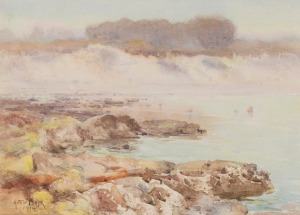 ARTHUR MERRIC BOYD SENIOR (1862-1940), (coastal scene), watercolour, signed lower left "Arthur Boyd, 1914", ​​​​​​​26 x 36cm, 47 x 55cm overall.