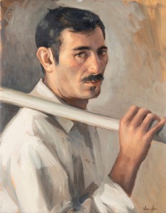 PETER CHURCHER (1964 - ), Antonio, 2005, oil on linen, signed lower right "Churcher", Australian Galleries label affixed verso, 54 x 43cm, 57 x 46cm overall.