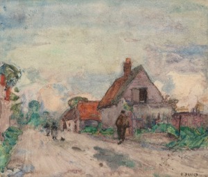 DAVID DAVIES (1864-1939), (Dieppe street scene), watercolour, signed lower right "D. Davies", 30 x 34cm, 50 x 54cm overall.
